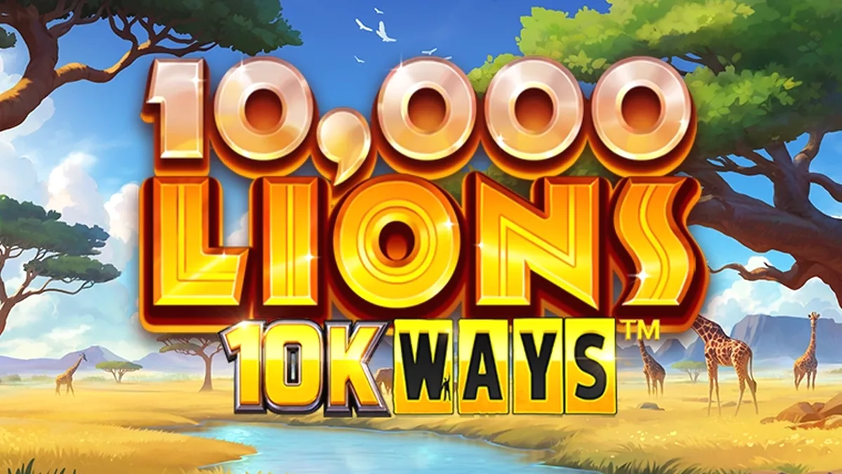 O slot 10,000 Lions 10K Ways em destaque com tema de savana