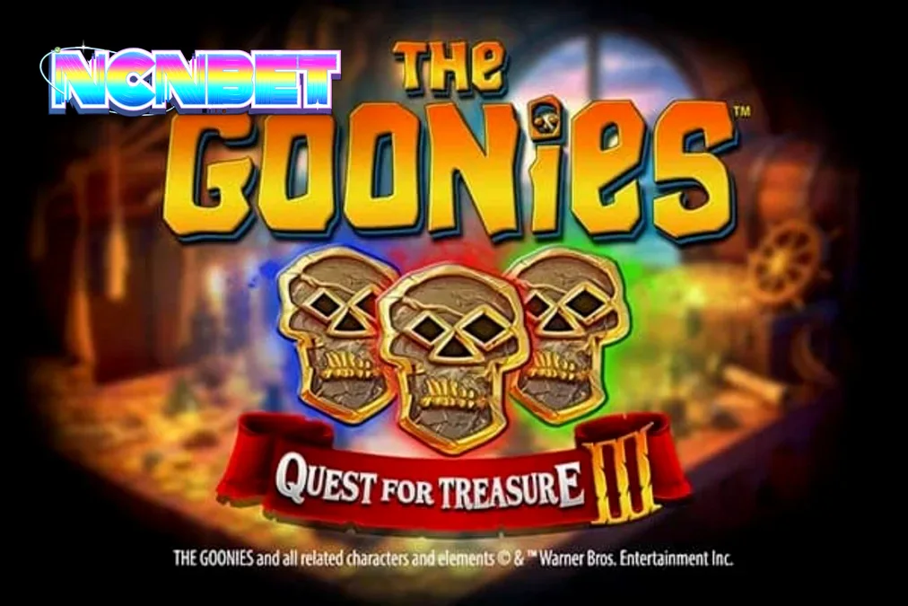 Visual vibrante do slot The Goonies Quest for Treasure 3 com elementos temáticos de piratas e personagens do filme.